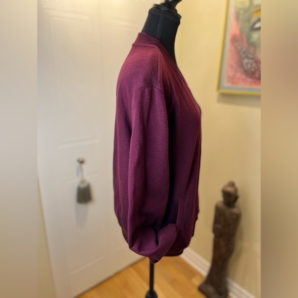 NWOT/ H&M  Bomber Style Sweatshirt/ eggplant,zip fr,side pockets,notch collar - Picture 4 of 10